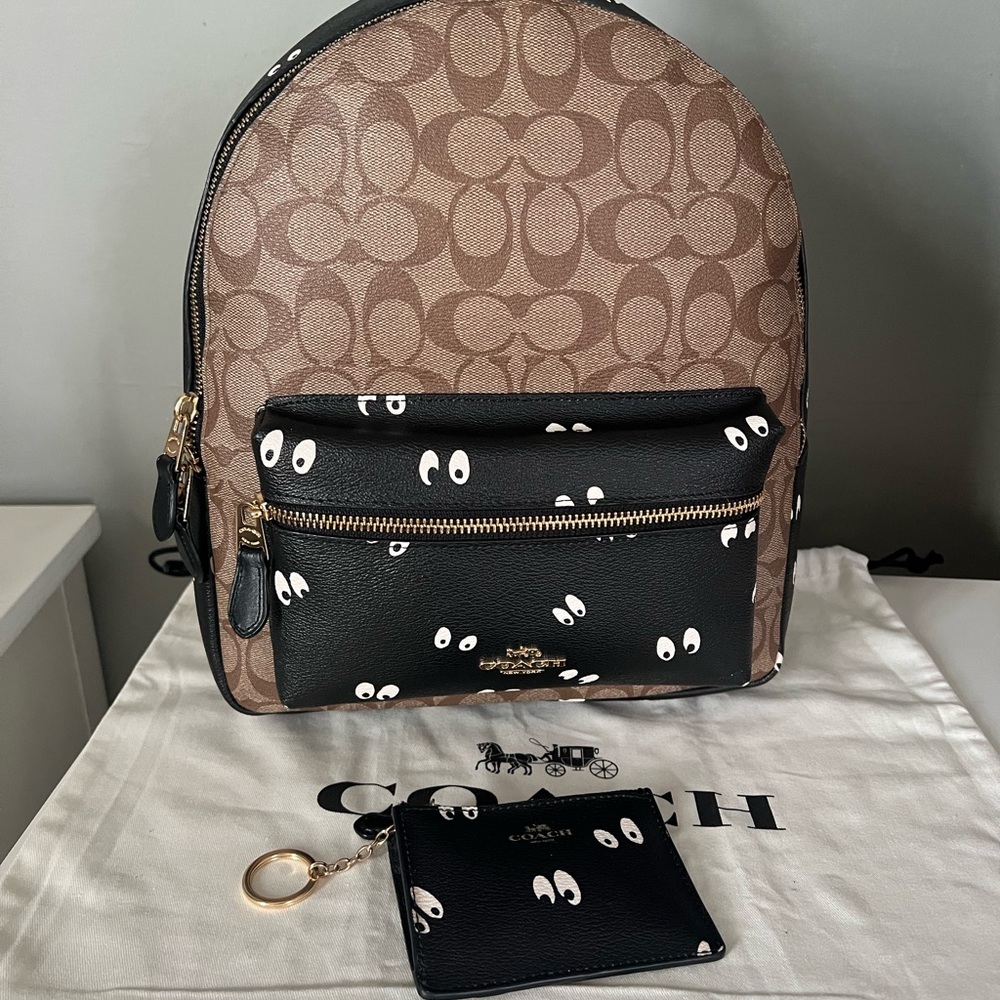 Disney X Coach Charlie Backpack With Snow White & The Seven Dwarfs Eyes Print